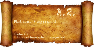 Matias Reginald névjegykártya